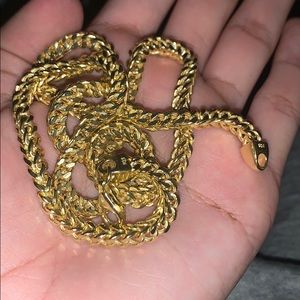 Men Franco Box Hollow Chain 14k Solid Gold Plated